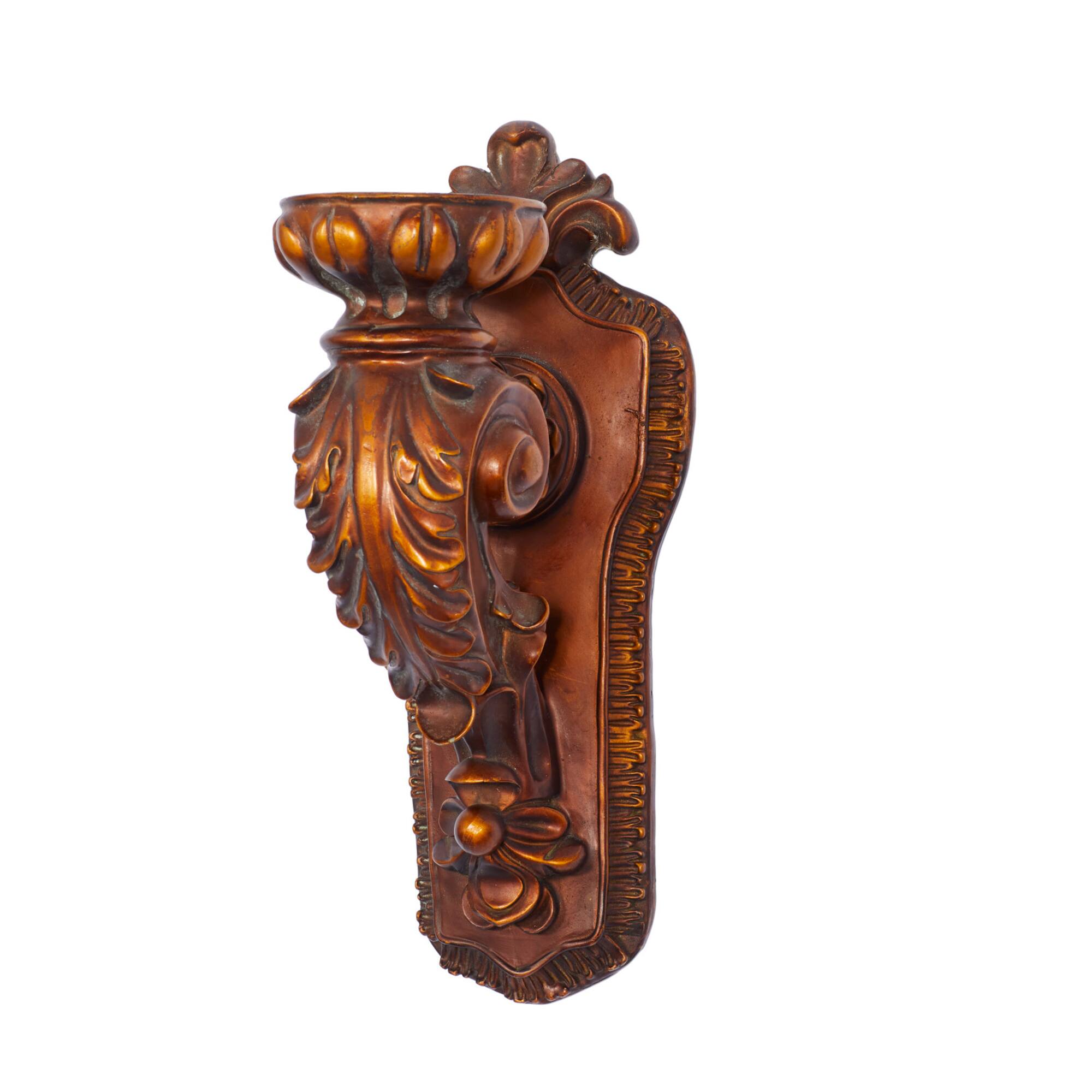 Bronze Polystone Traditional Candle Wall Sconce, 13" x 5" x 7"